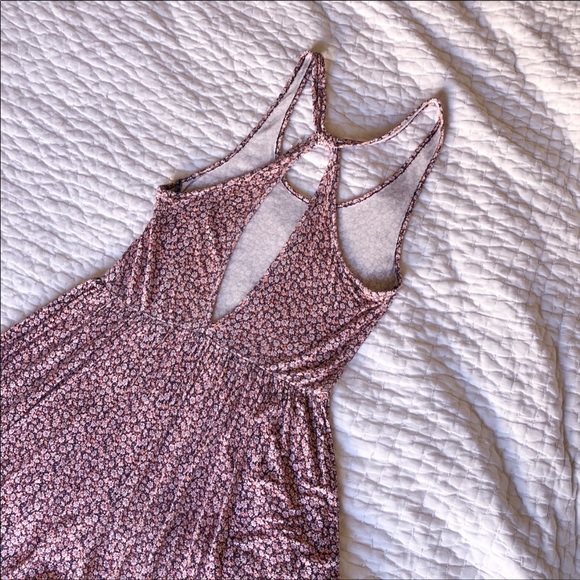 Floral Pattern Mini Dress with Open Back - Picture 3 of 3